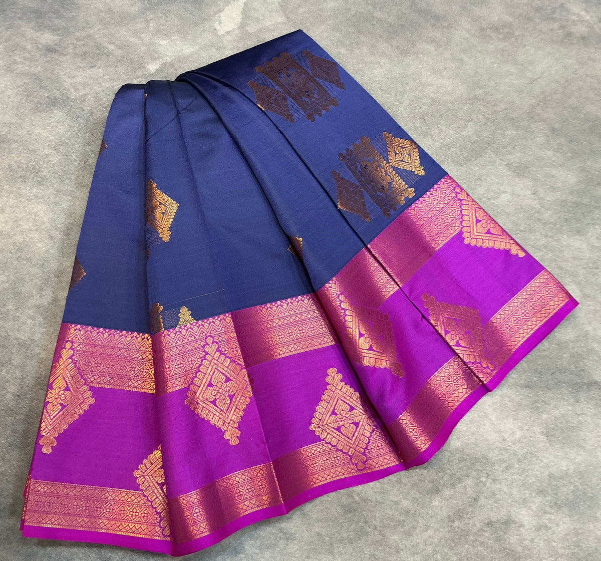 Soft Silk Casual Saree Light Blue with Rettai Pettu Magenta Colour Border