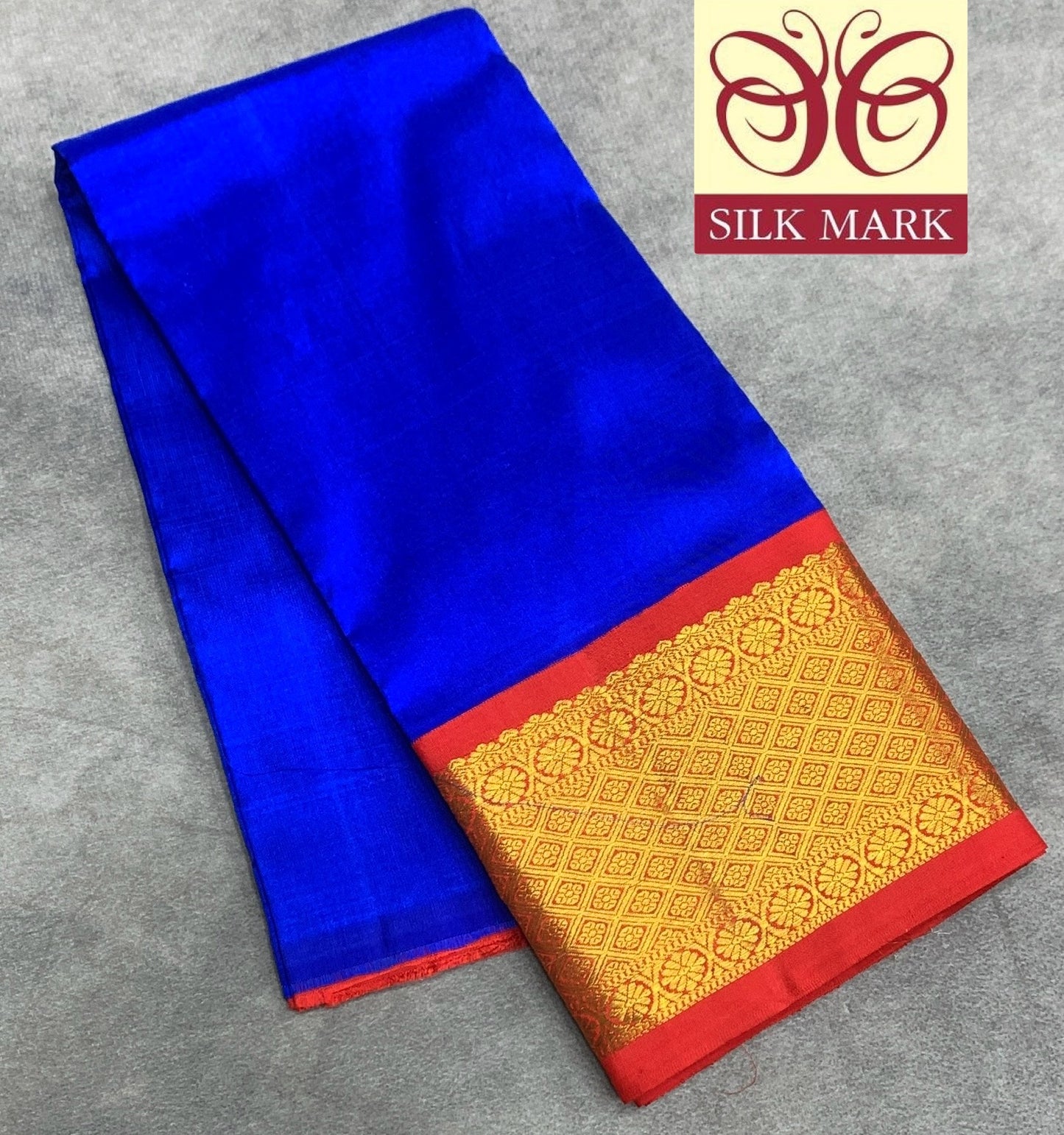 Blue shade Pure Kanchipuram Kids Pattu Pavadai with Contrast Border for Newborn to 2 Years