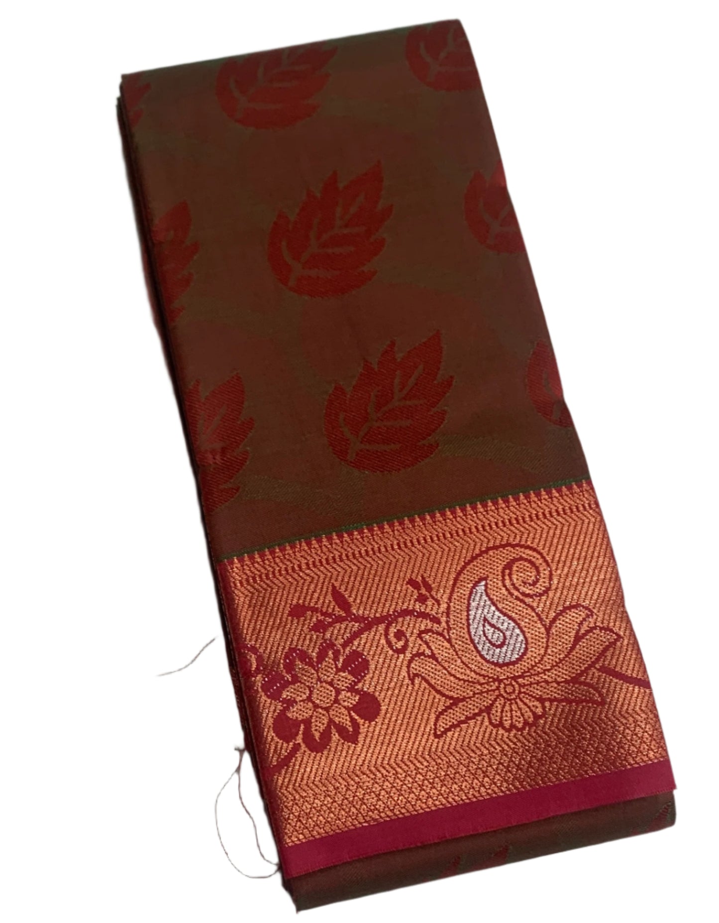 Synthetic Cotton Saree Maroon Shade with Copper Zari Border