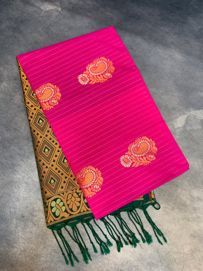 Art Silk Saree Pink Colour with Borderless