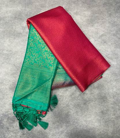 Soft Silk Saree Pink Colour with Sapphire Colour Pallu
