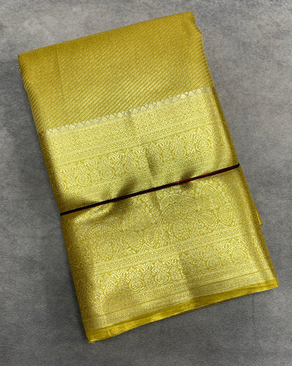Fancy Tissue Saree Golden Colour with Self Colour Border