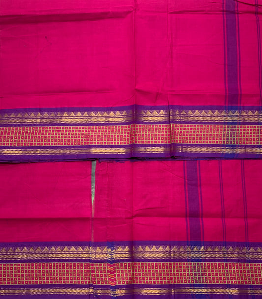 Chettinad Cotton Saree Pink Colour with Lavender Border