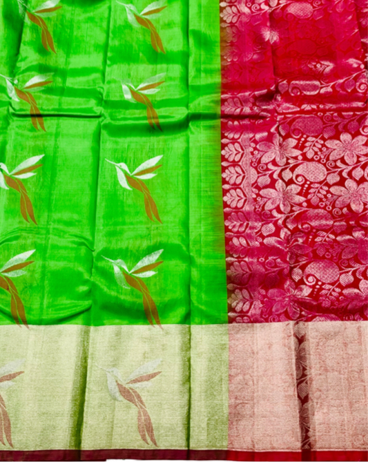 Pure Kachipuram Silk Saree Apple Green Colour