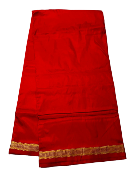 9 yards Pure Kanchipuram Silk Saree Red Colour