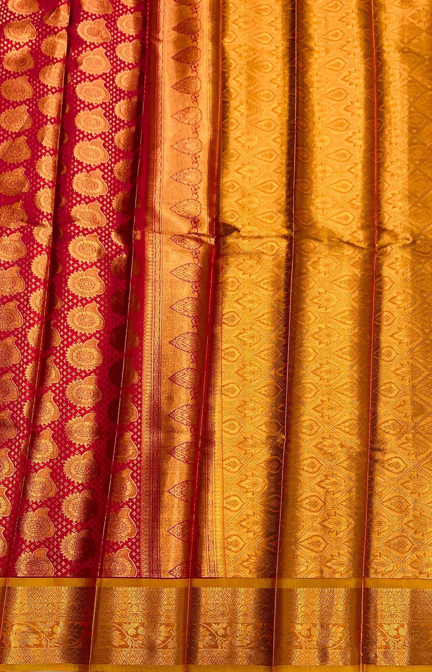 Vegan Silk Saree Pink Colour with Copper Border