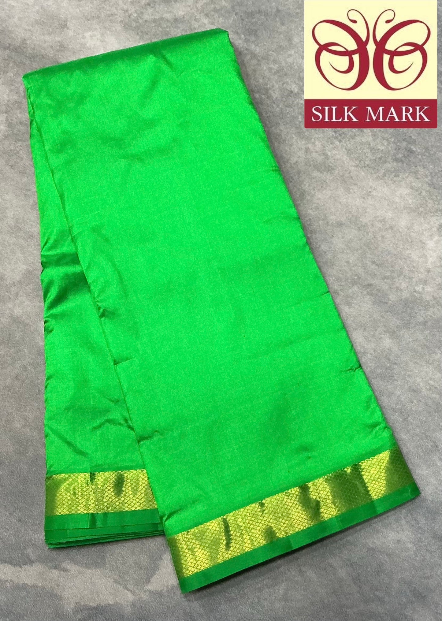 9X5 Pure Silk Light Green Colour Dhoti with Golden Zari Border