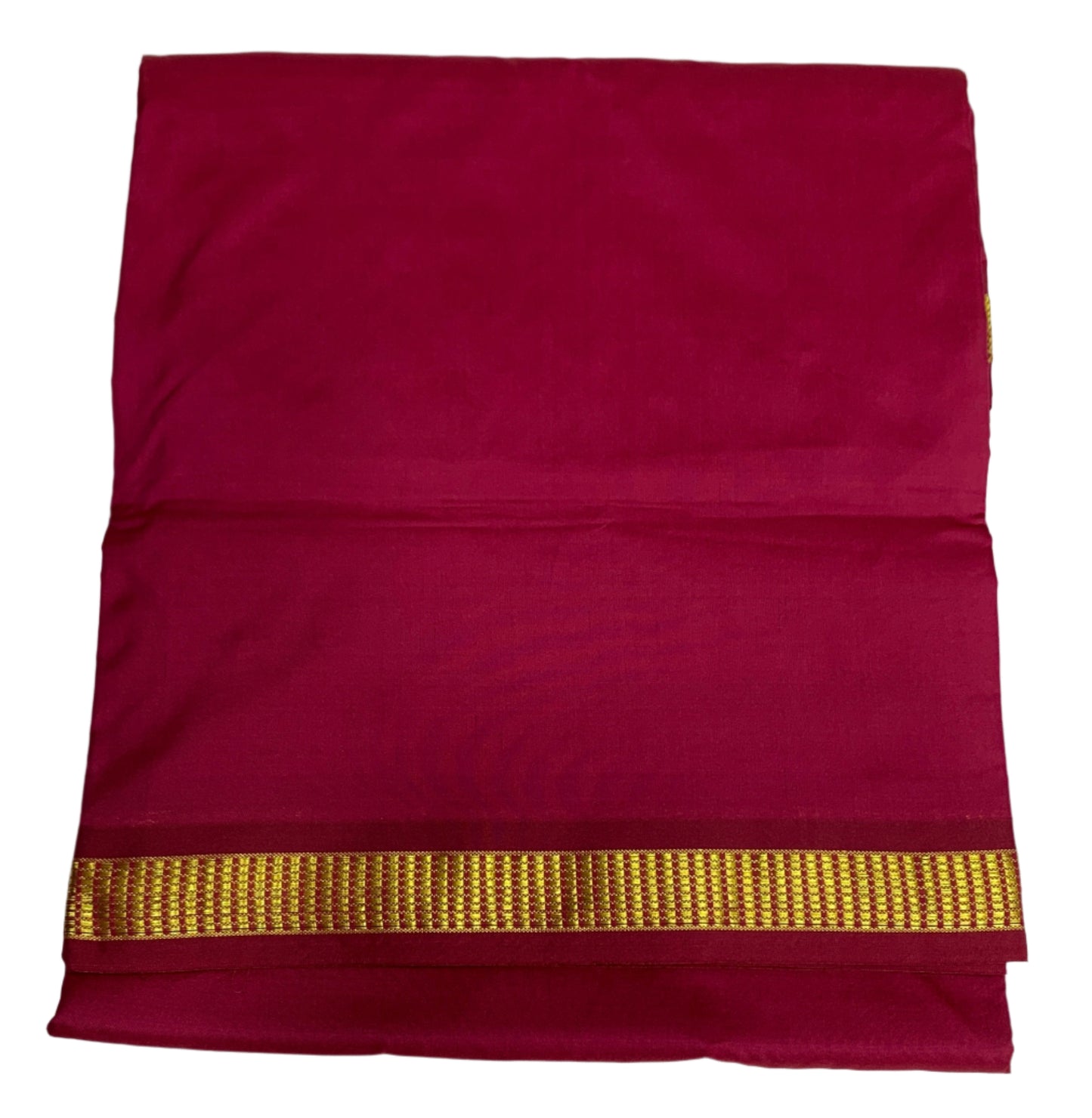 9 yards Vegan Silk Saree Soft Maroon Colour with Golden Border