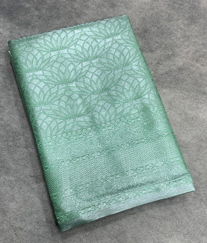 Fancy Tissue Saree Pista Green Colour with Self Design Border