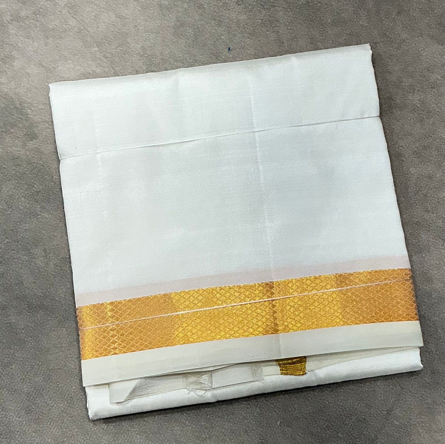 4 Mulam Silk Pooja Towel Cream  Colour with Zari Border