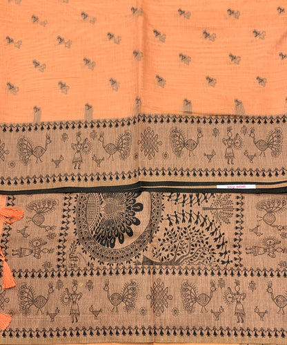 Banaras Katan Saree Orange Colour with Katan Work Border