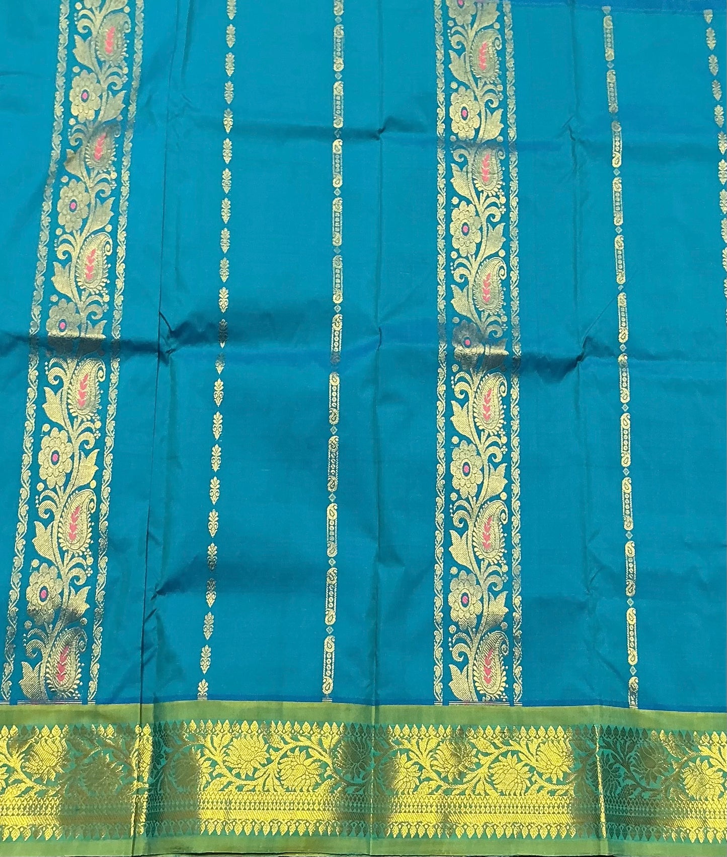 Sky Blue Shade Semi Silk Kids Pattu Pavadai with Contrast border for Age 2 to 5 Years