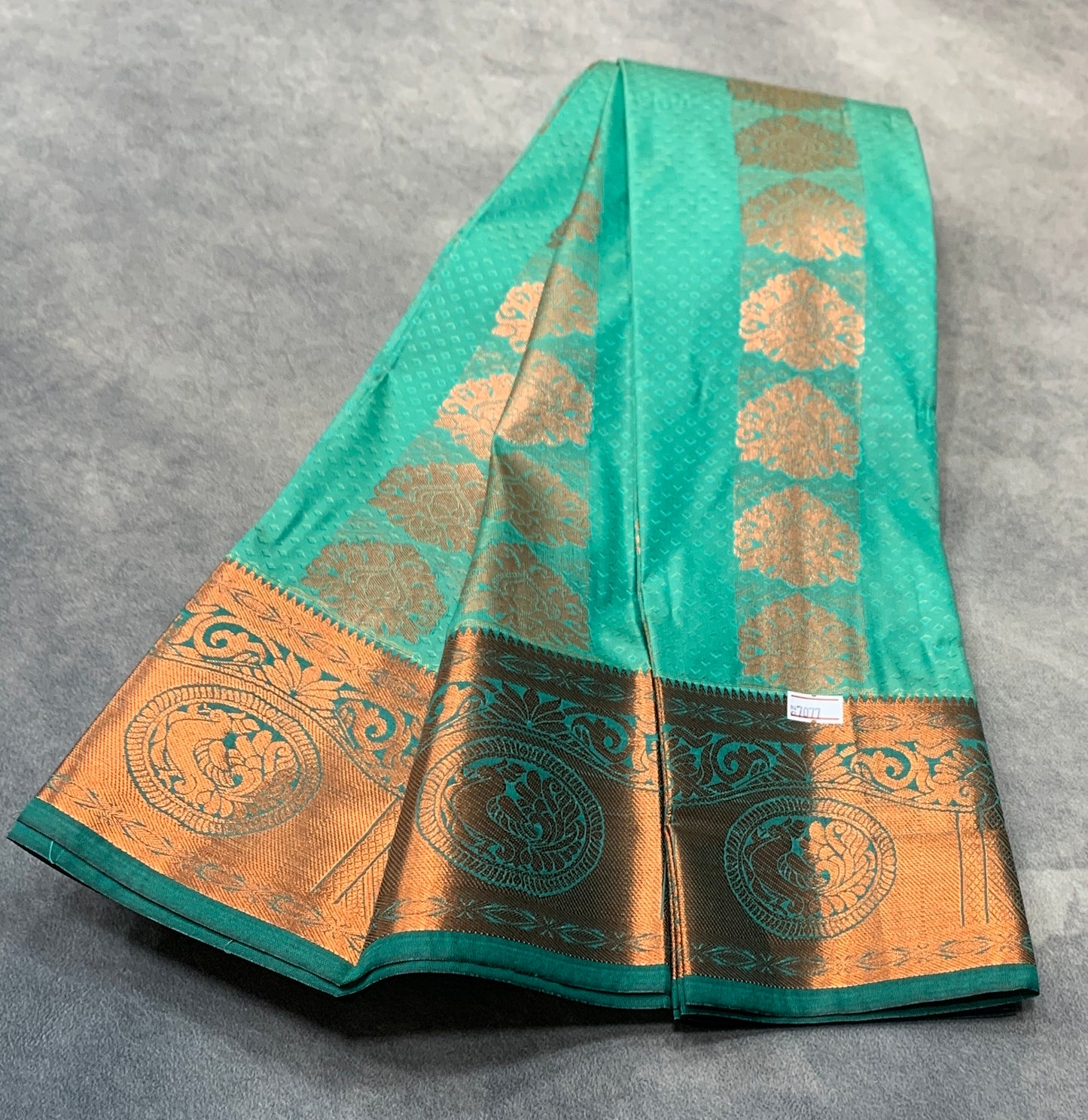 Vegan Silk Saree Sapphire Colour Saree with Copper Border