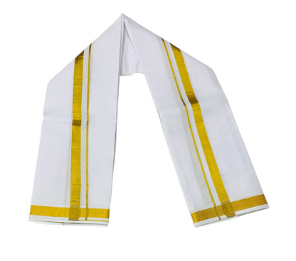 Cotton Pooja Towel White Colour with Zari Border - Pack of 5