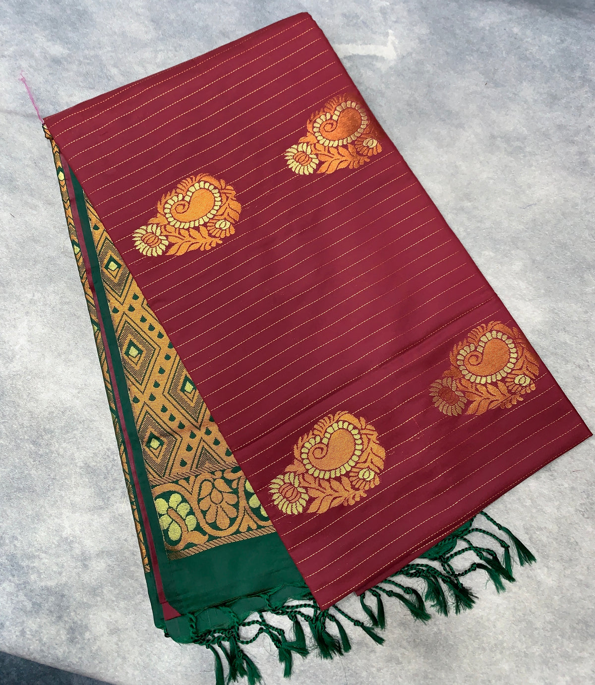 Art Silk Saree Maroon Colour with Borderless