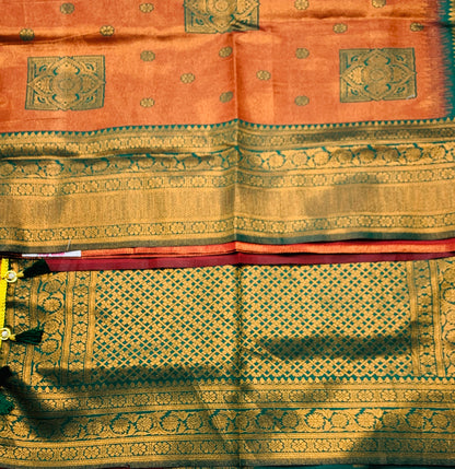 Art Silk Maroon Colour Saree with Green Border