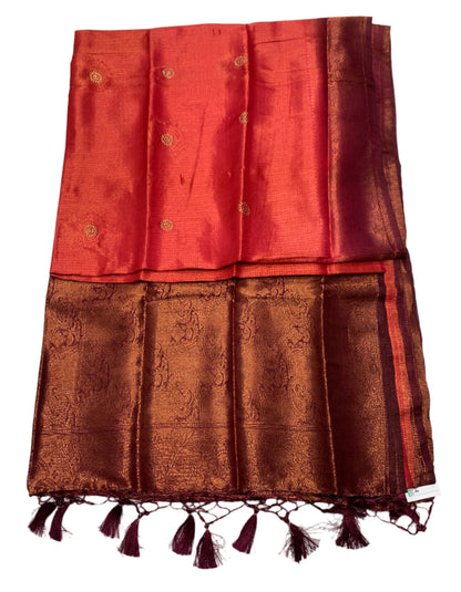 Red shade kuberra pattu with Brown Pallu