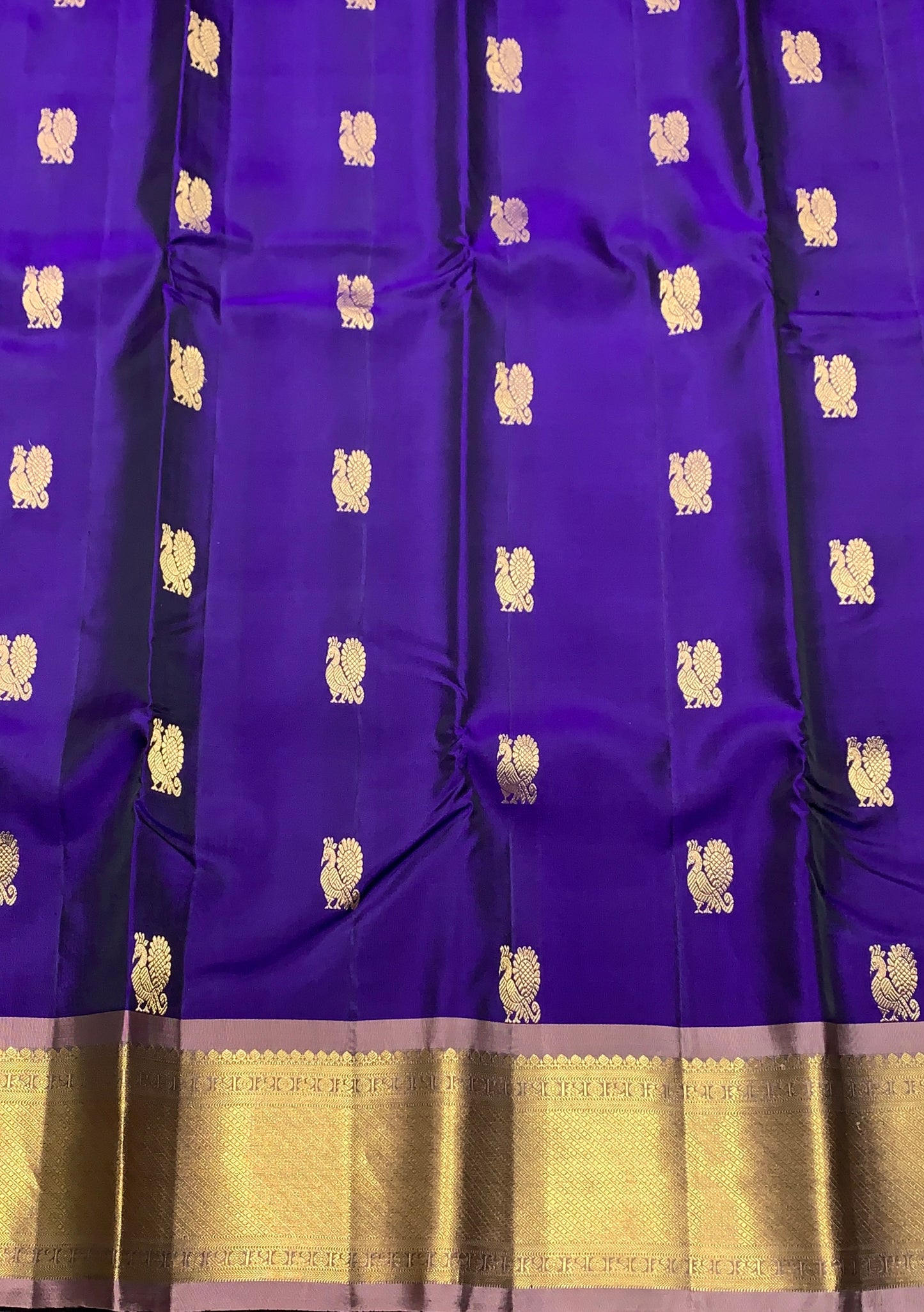 Pure Kanchipuram Silk Saree Blue Colour with Light Lavender Border