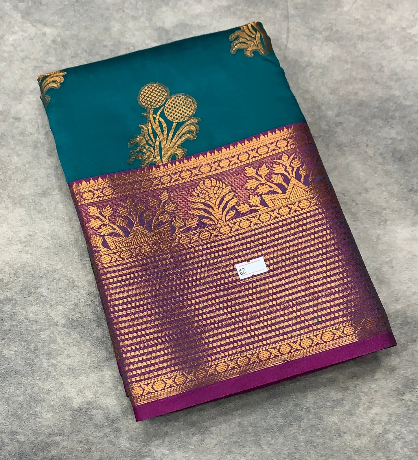 Soft Silk Casual Saree Peacock Green Colour with Magenta and Golden Colour Border