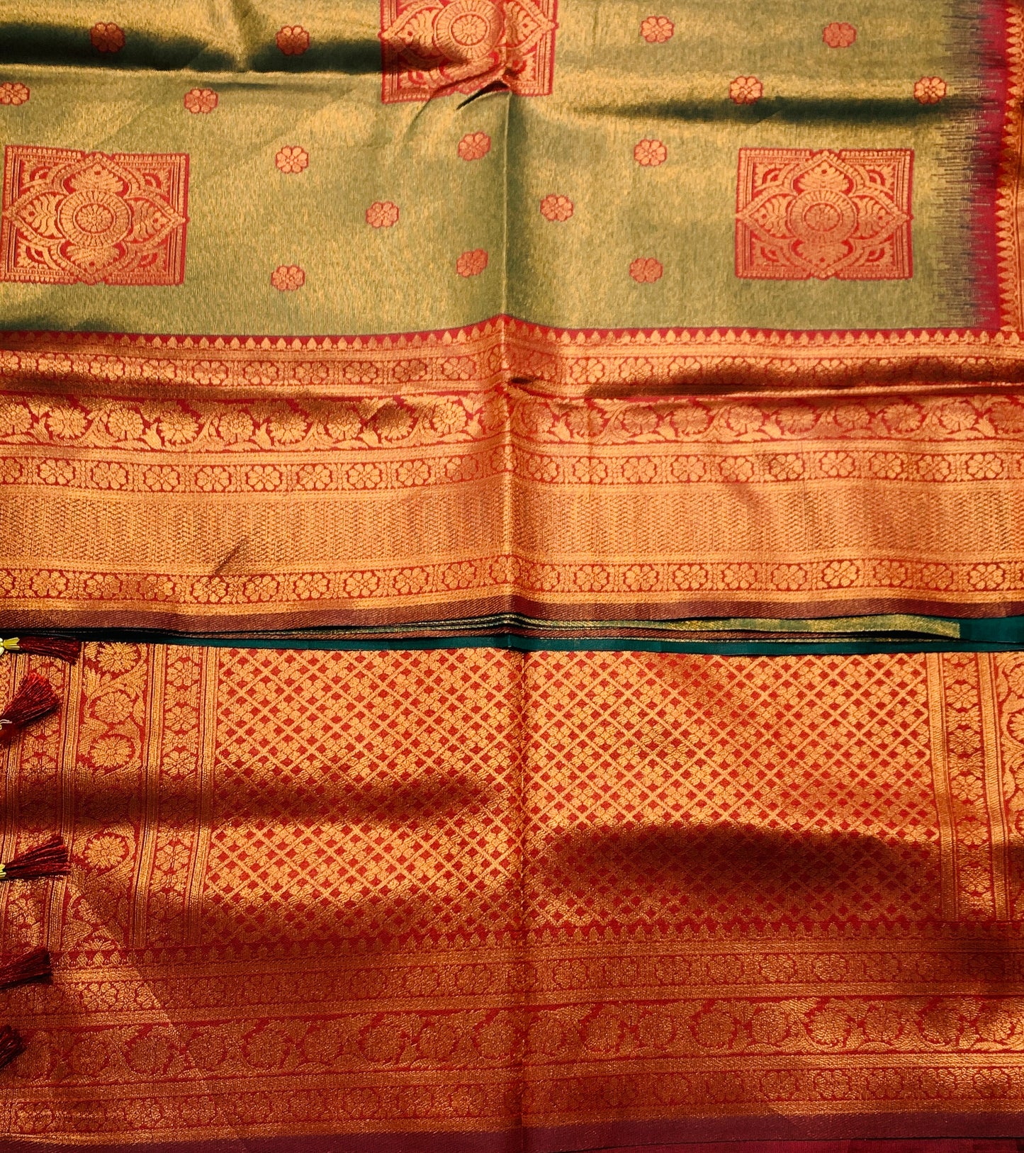 Art Silk Green Colour Saree with Maroon Border