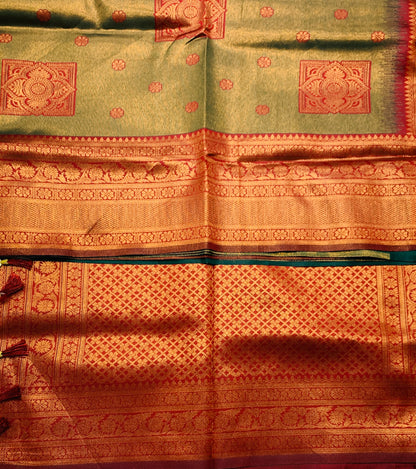 Art Silk Green Colour Saree with Maroon Border