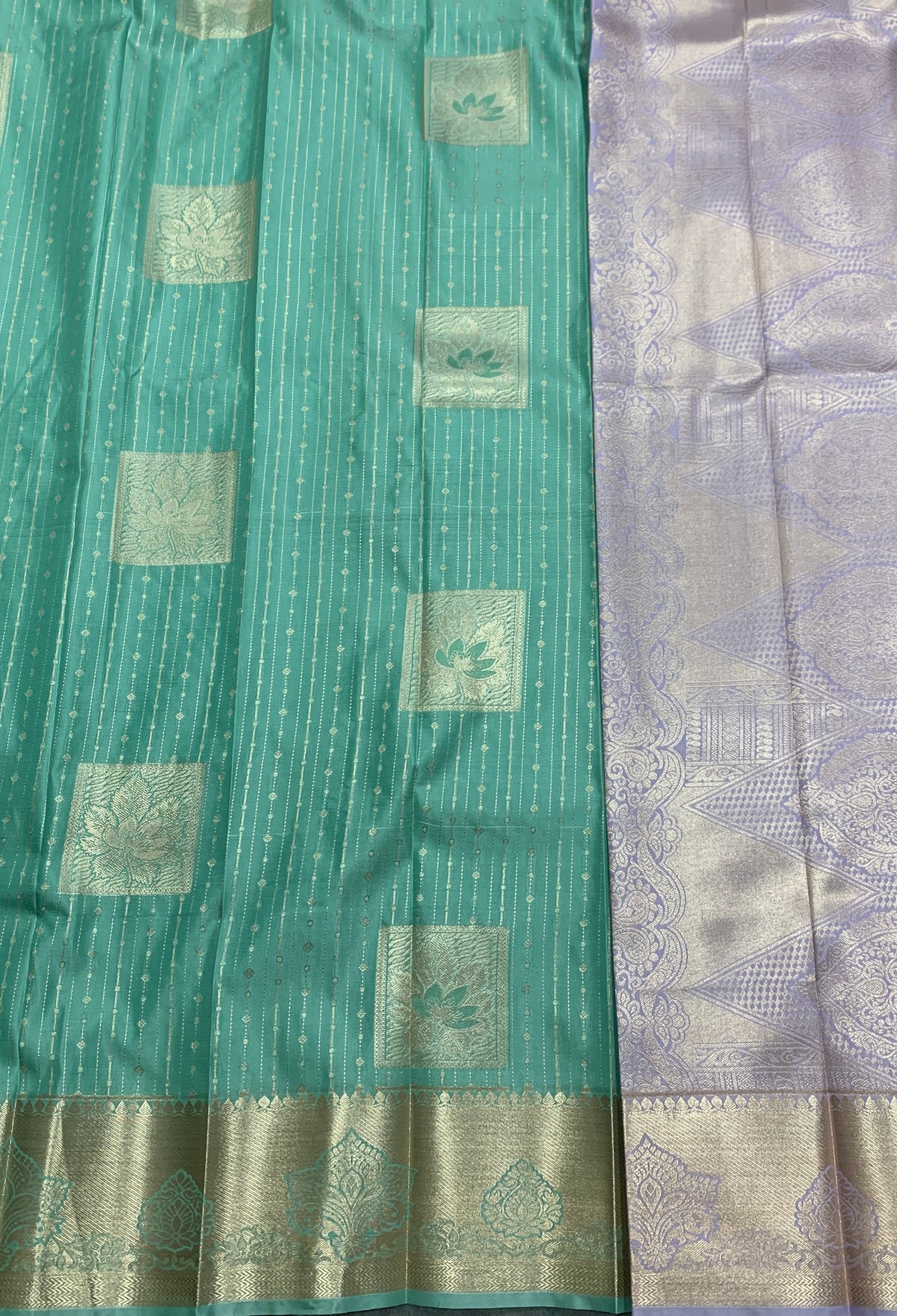 Soft Silk Casual Saree Sapphire with Sliver Zari Border