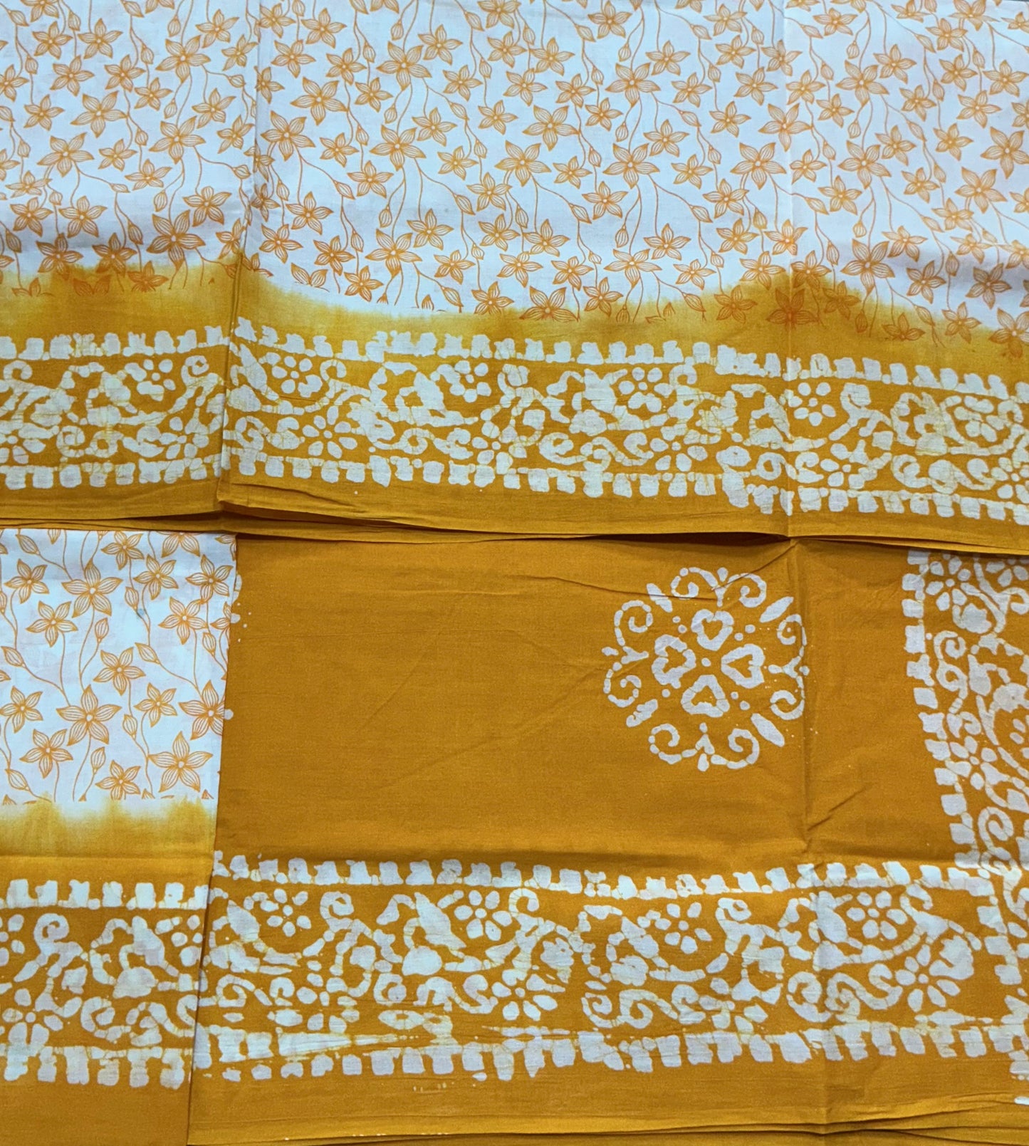 Chettinad Sungudi Cotton White Colour with Yellow Colour Border