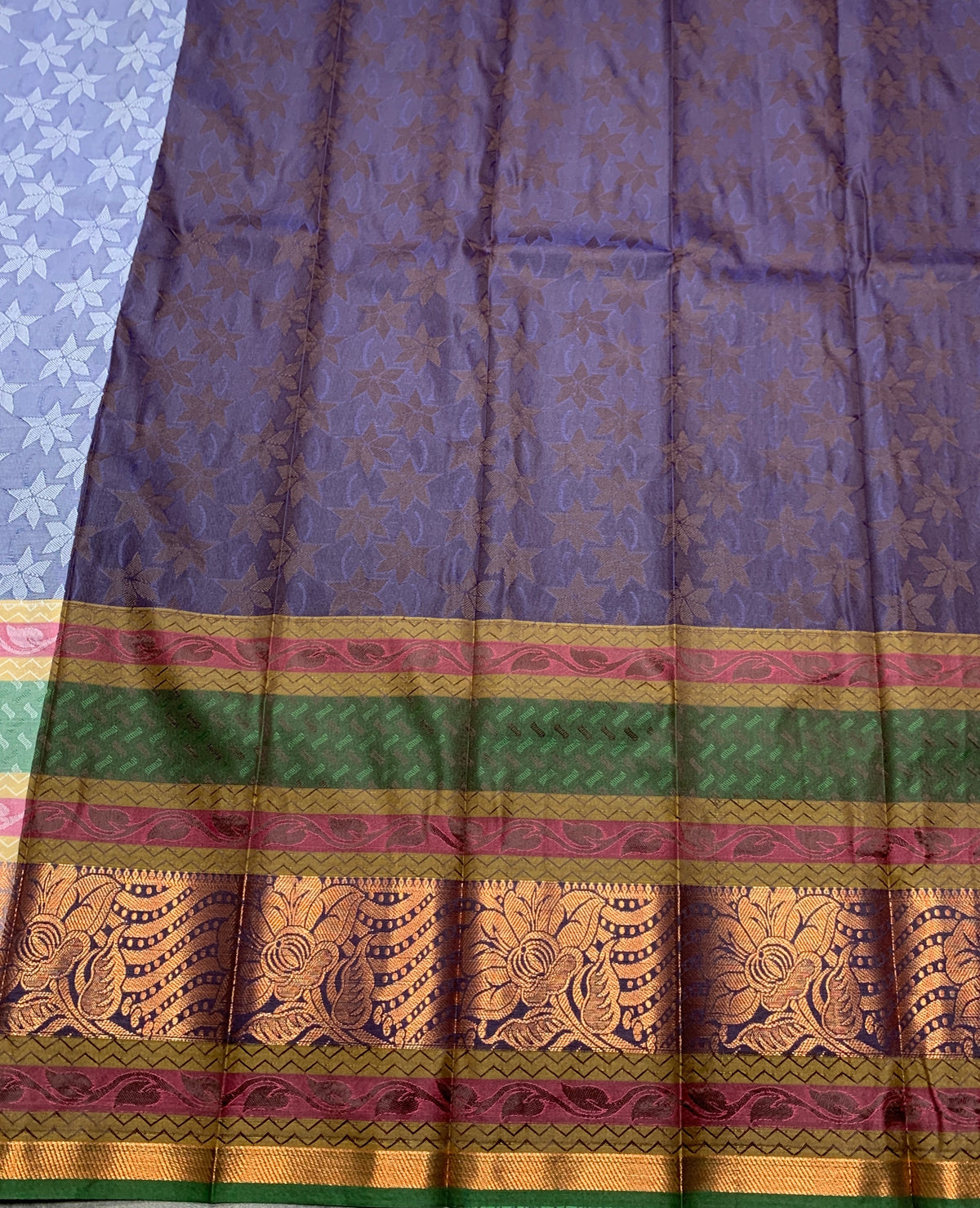 Synthetic Cotton Saree Light Sky Blue Colour with Vibrant Multicolour Border