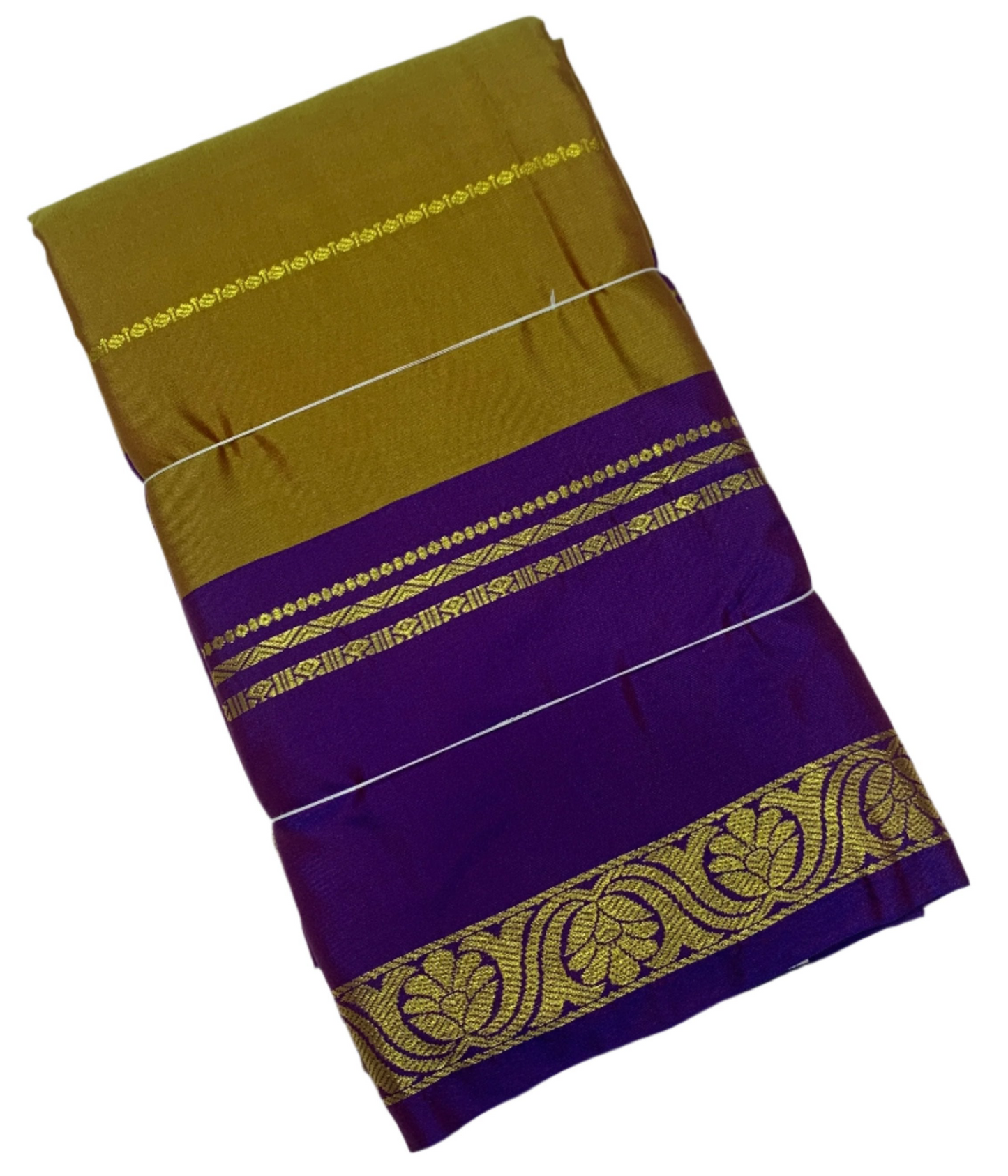 Arani Silk Saree Golden Colour with Big Violet Border