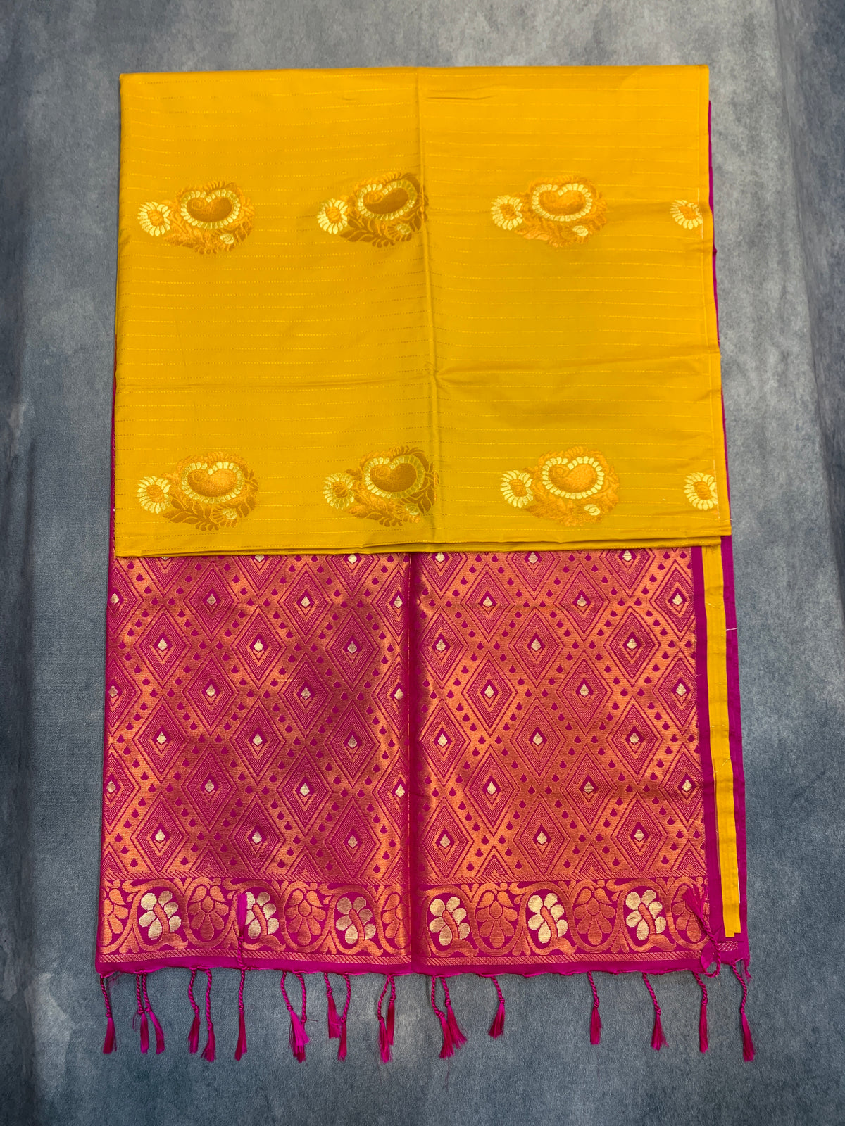 Art Silk Saree Yellow Colour with Borderless