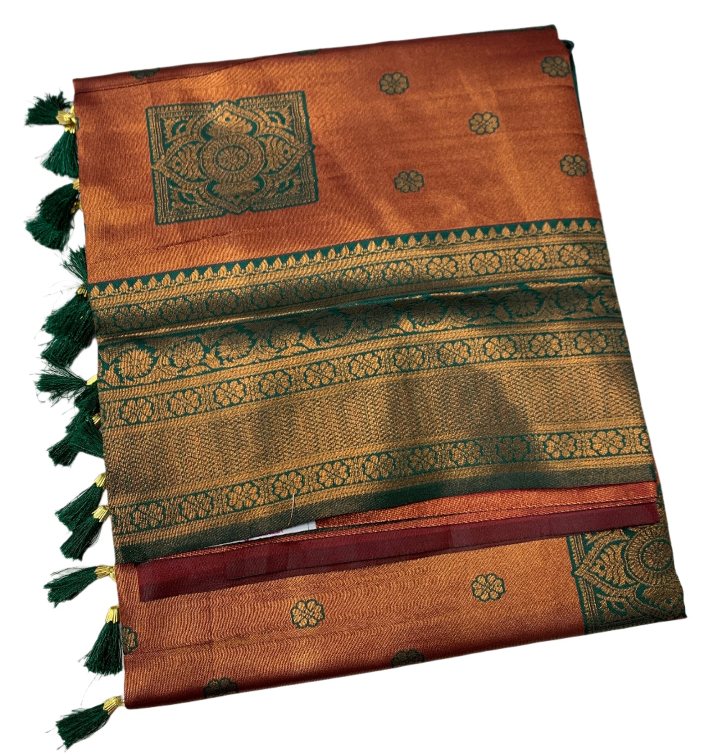 Art Silk Maroon Colour Saree with Green Border