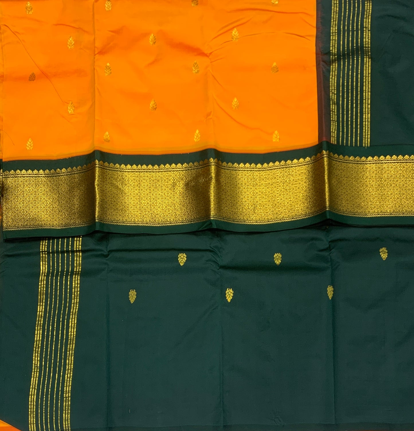 Pure Kanchipuram Silk Mango Yellow Colour