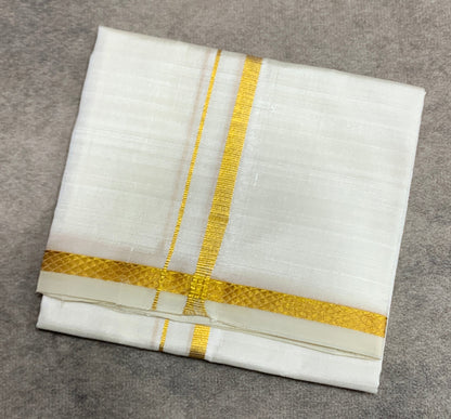2 Mulam Silk Pooja Towel Cream Colour
