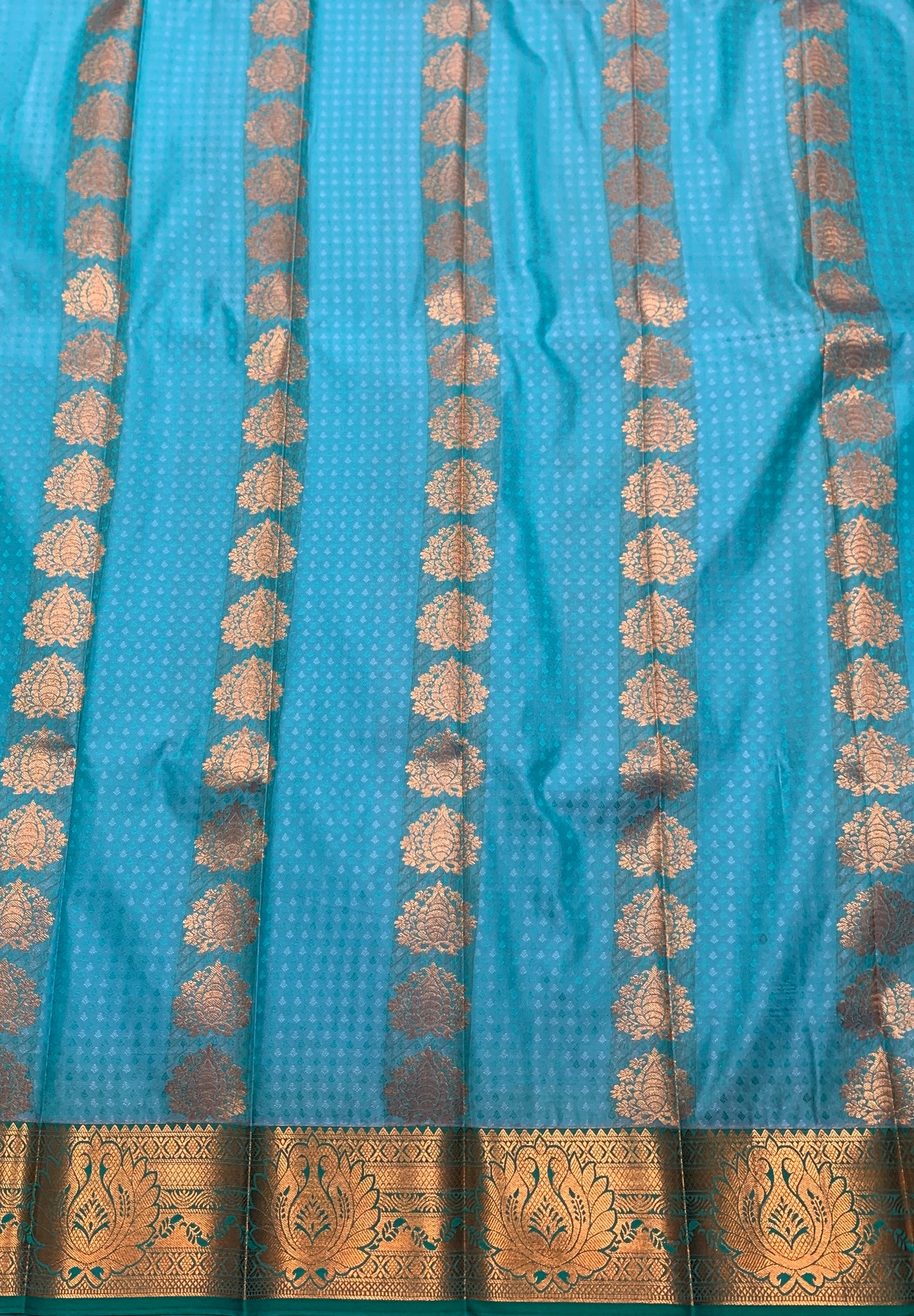 Vegan Silk Saree Sapphire Colour Saree with Copper Border
