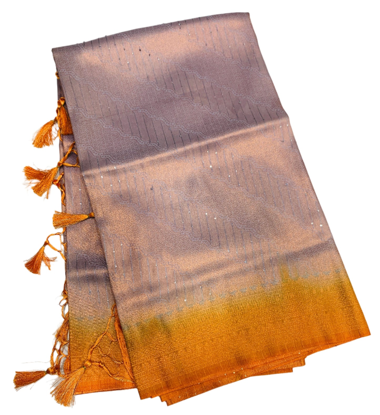 Gray shade kuberra pattu with Orange Pallu