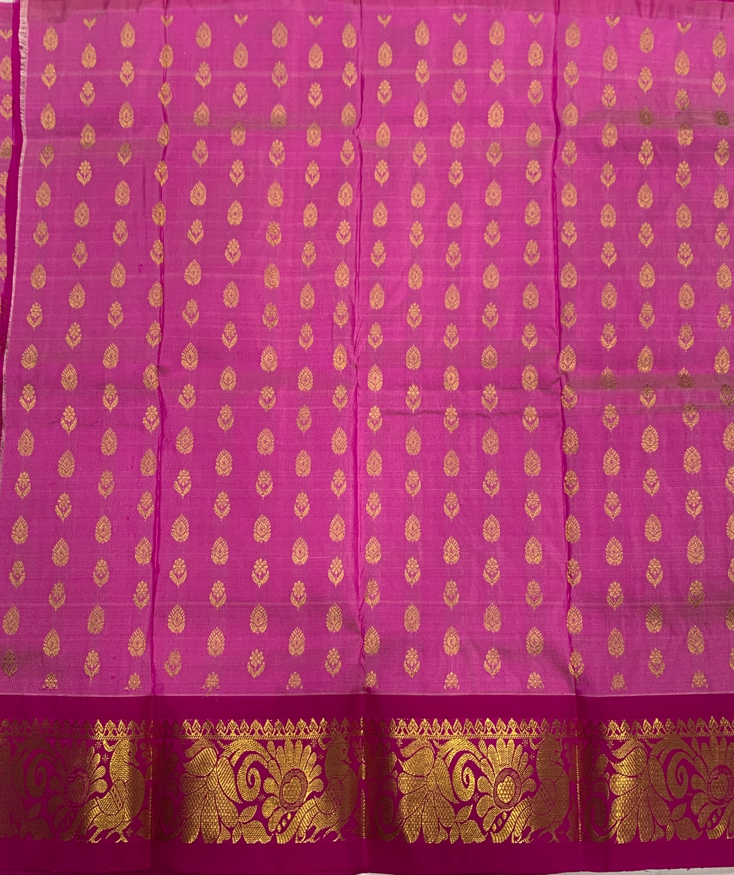 Baby Pink shade Pure kanchipuram Kids Pattu Pavadai with contrast border for newborn to 2 Years