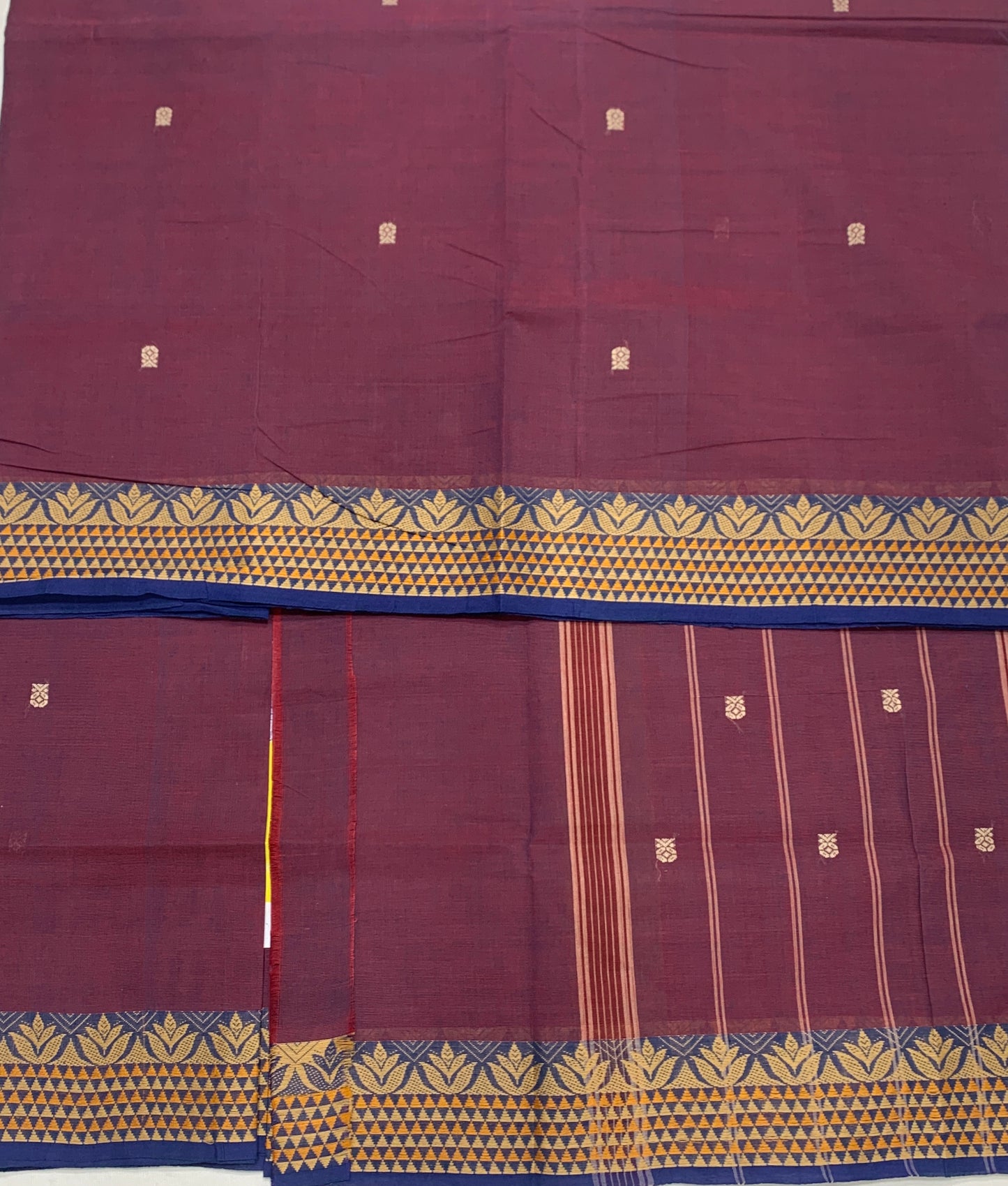 Chettinad Cotton Saree Purple Shade with Floral Design