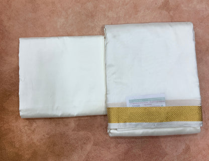 Pure Silk Dhoti with Angavastram and Matching Shirt Material Combo