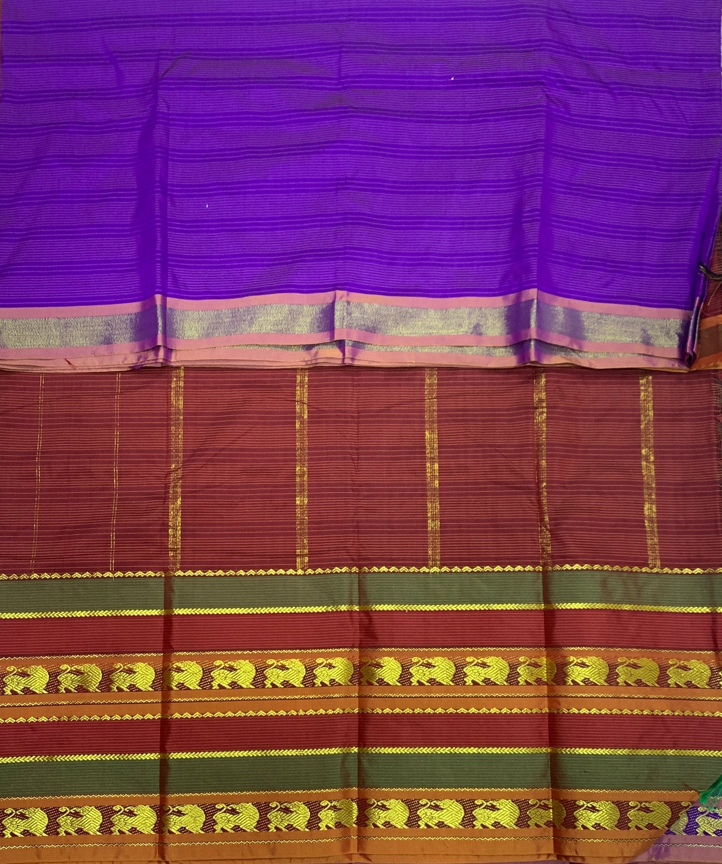 Arani Silk Saree Violet Colour with Purple and Blue Border