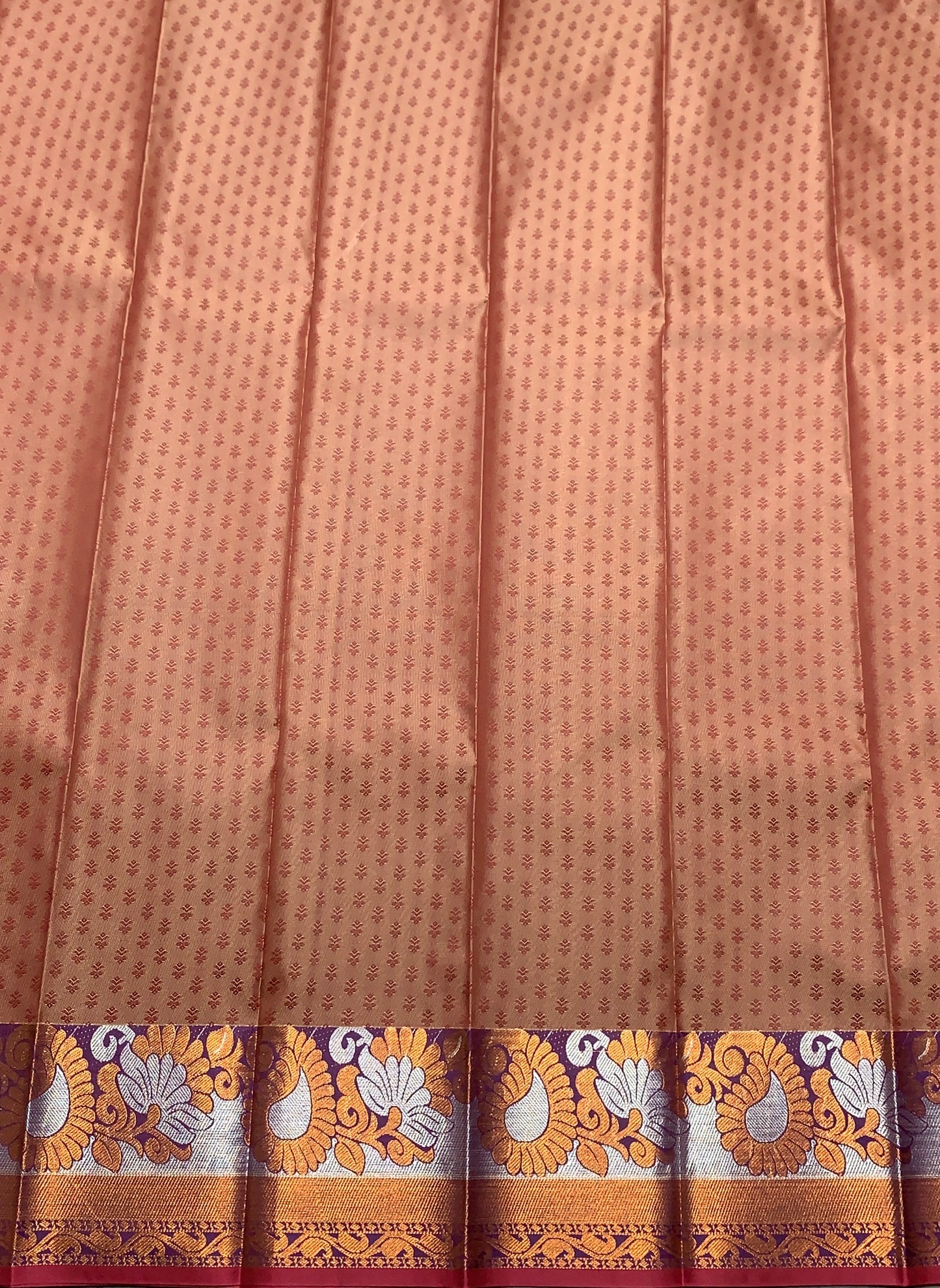 Synthetic Cotton Saree Brown Shade with Copper Border