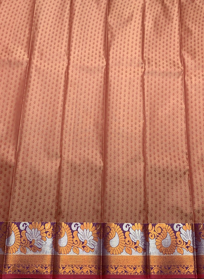 Synthetic Cotton Saree Brown Shade with Copper Border