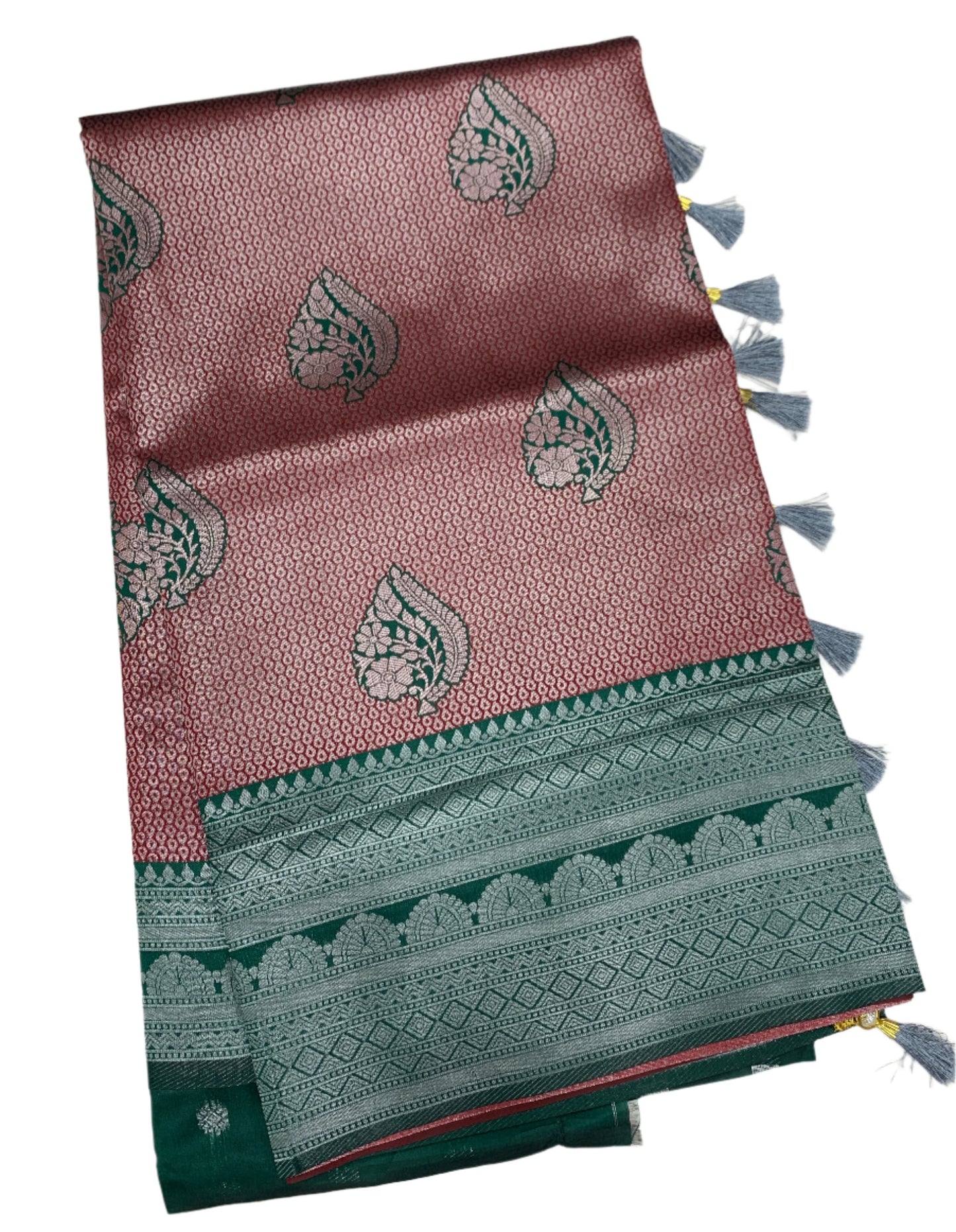 Art Silk Saree Maroon Colour with Green Border