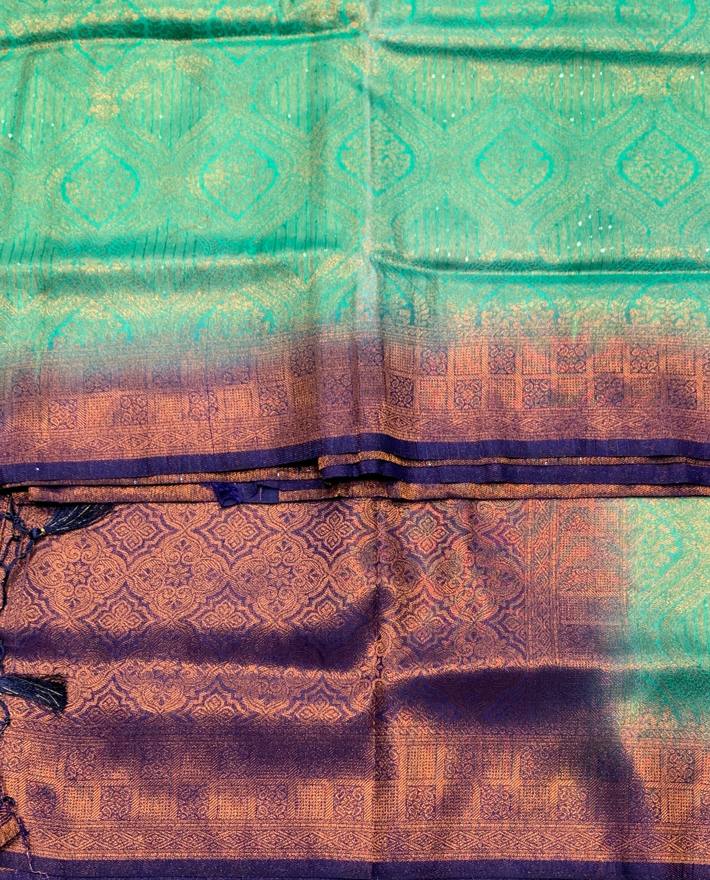 Soft Silk Saree Sapphire Colour and Stone Work with Blue Colour Pallu
