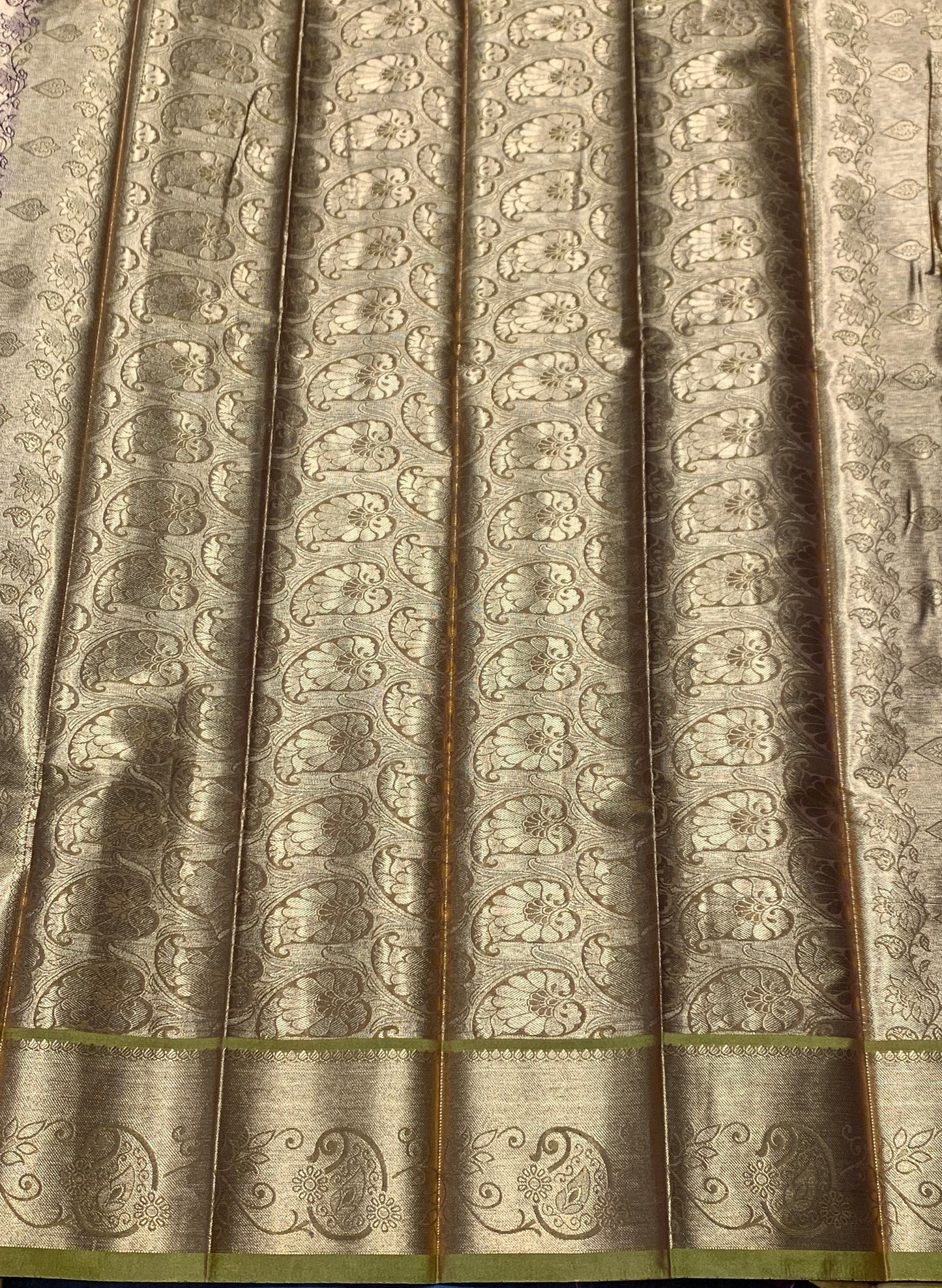 Vegan Silk Saree Maroon Colour with Golden Yellow and Copper Border