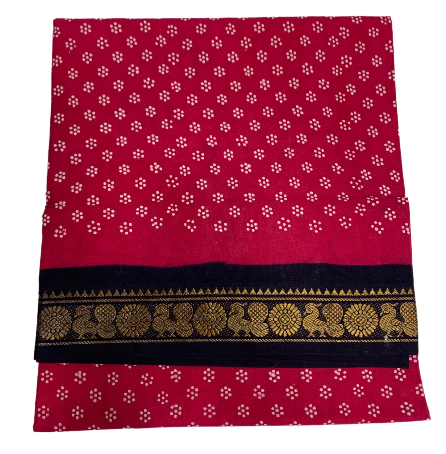 Chettinad Sungudi Cotton Pink Colour with Block Colour Border