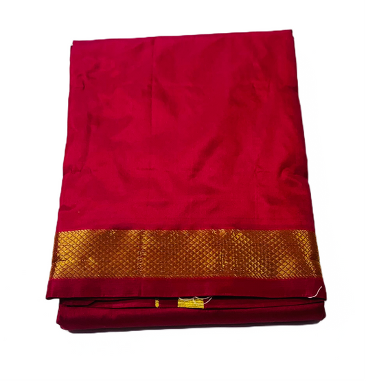 9X5 Pure Silk Dhoti Maroon Colour Small Border