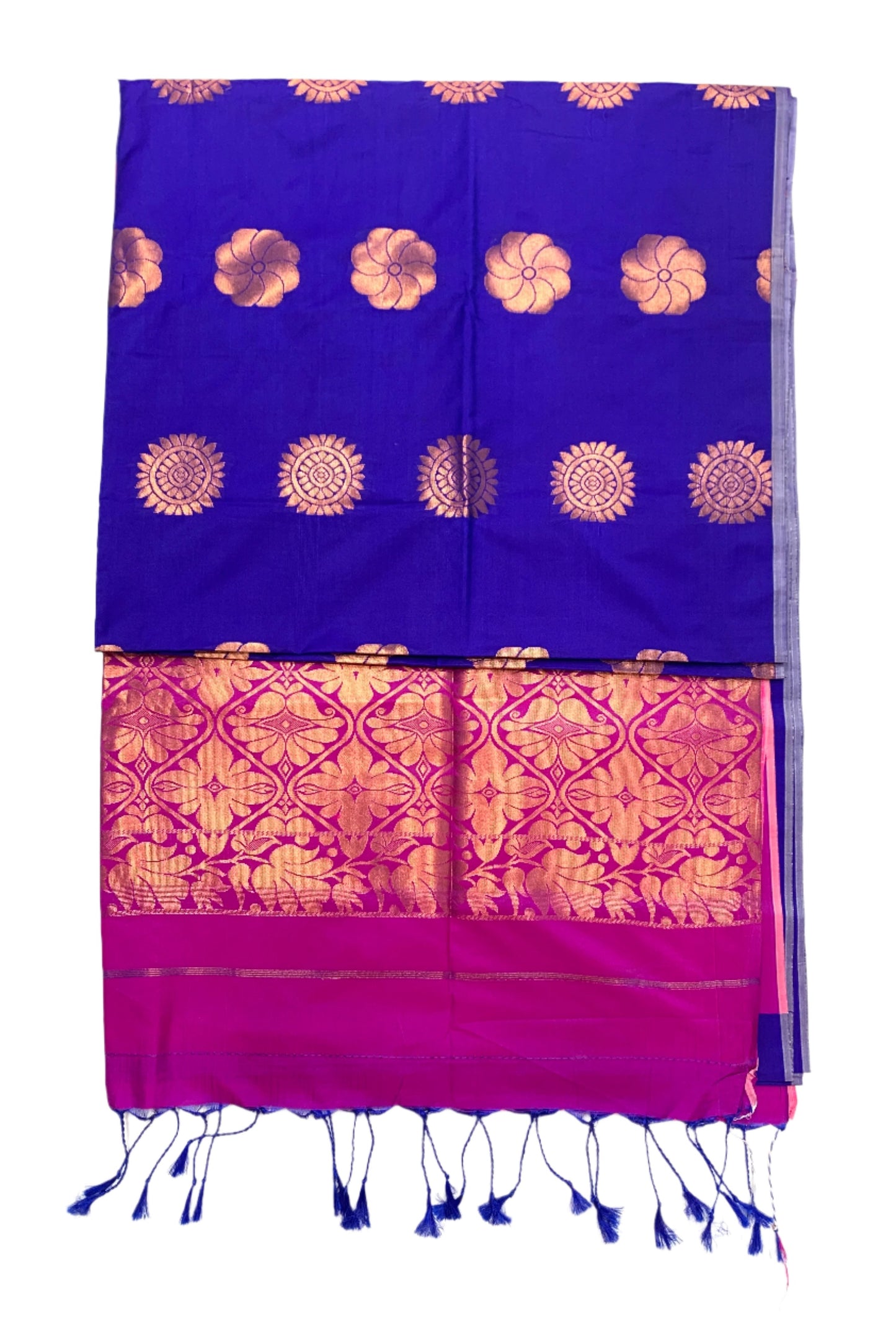 Soft Vegan Silk Saree Blue Colour