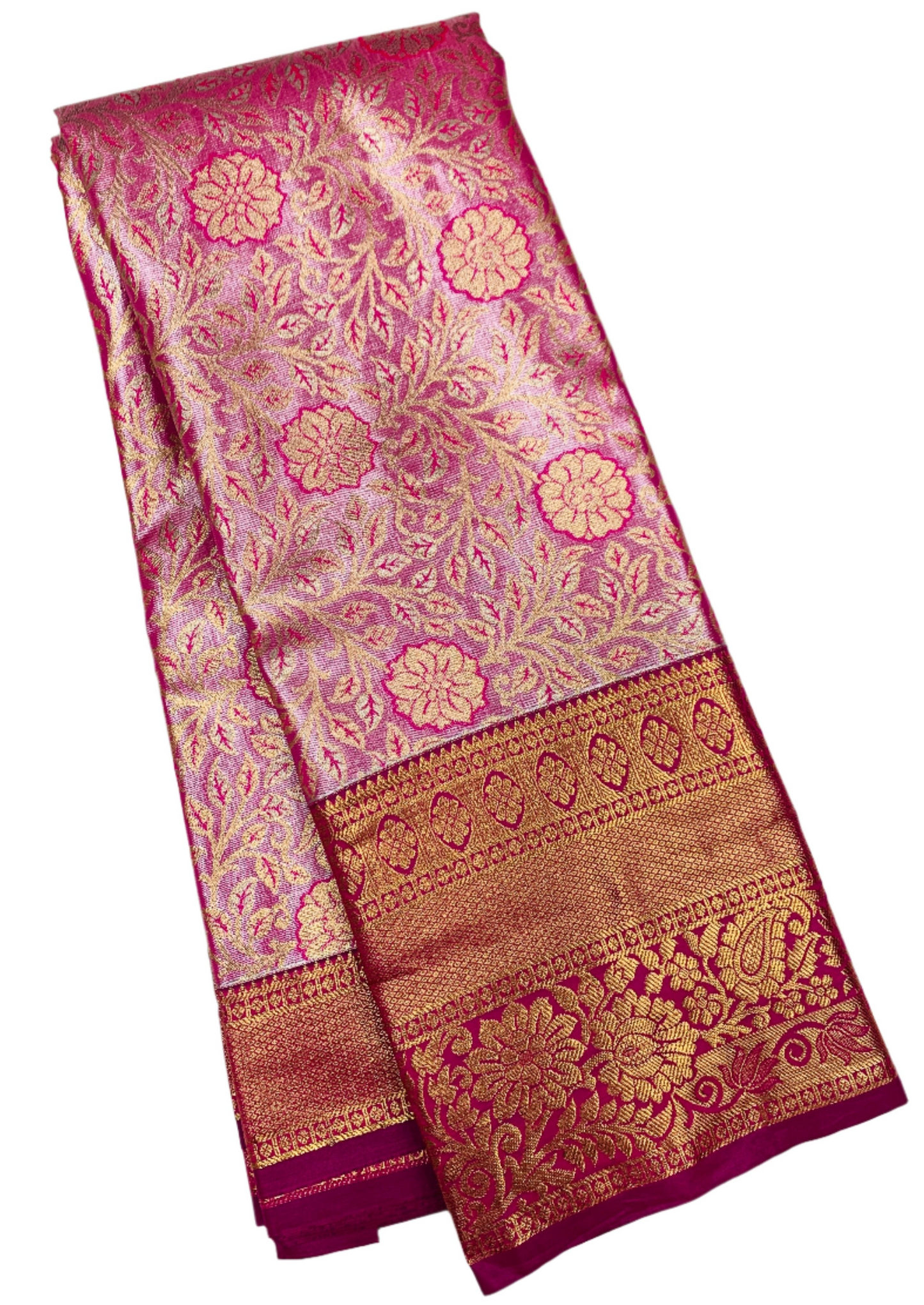 Baby Pink Colour Soft Kanchi Tissue Pattu Saree with Pink border