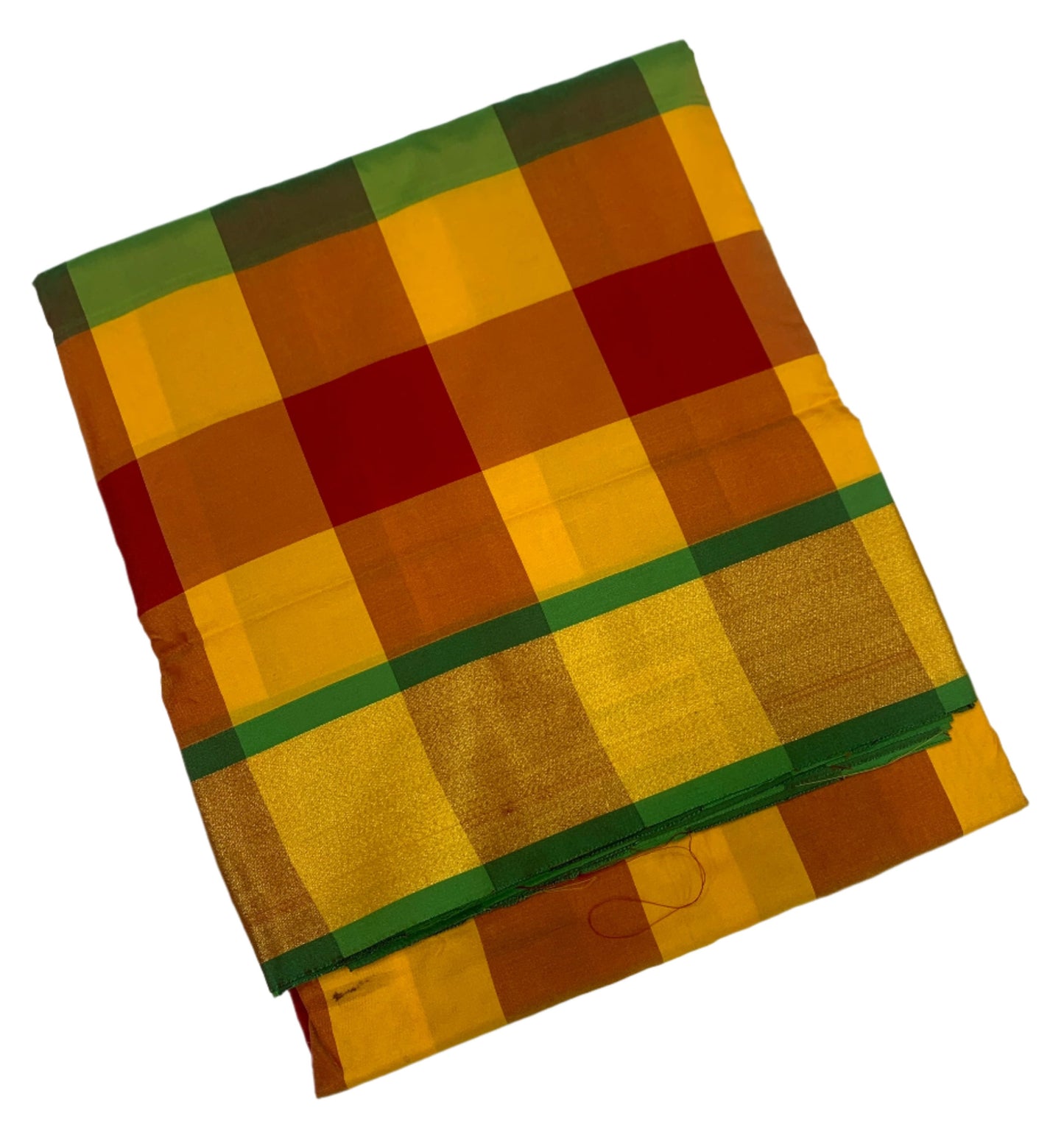 9 yards Vegan Silk Saree Multi Colour with Golden Border