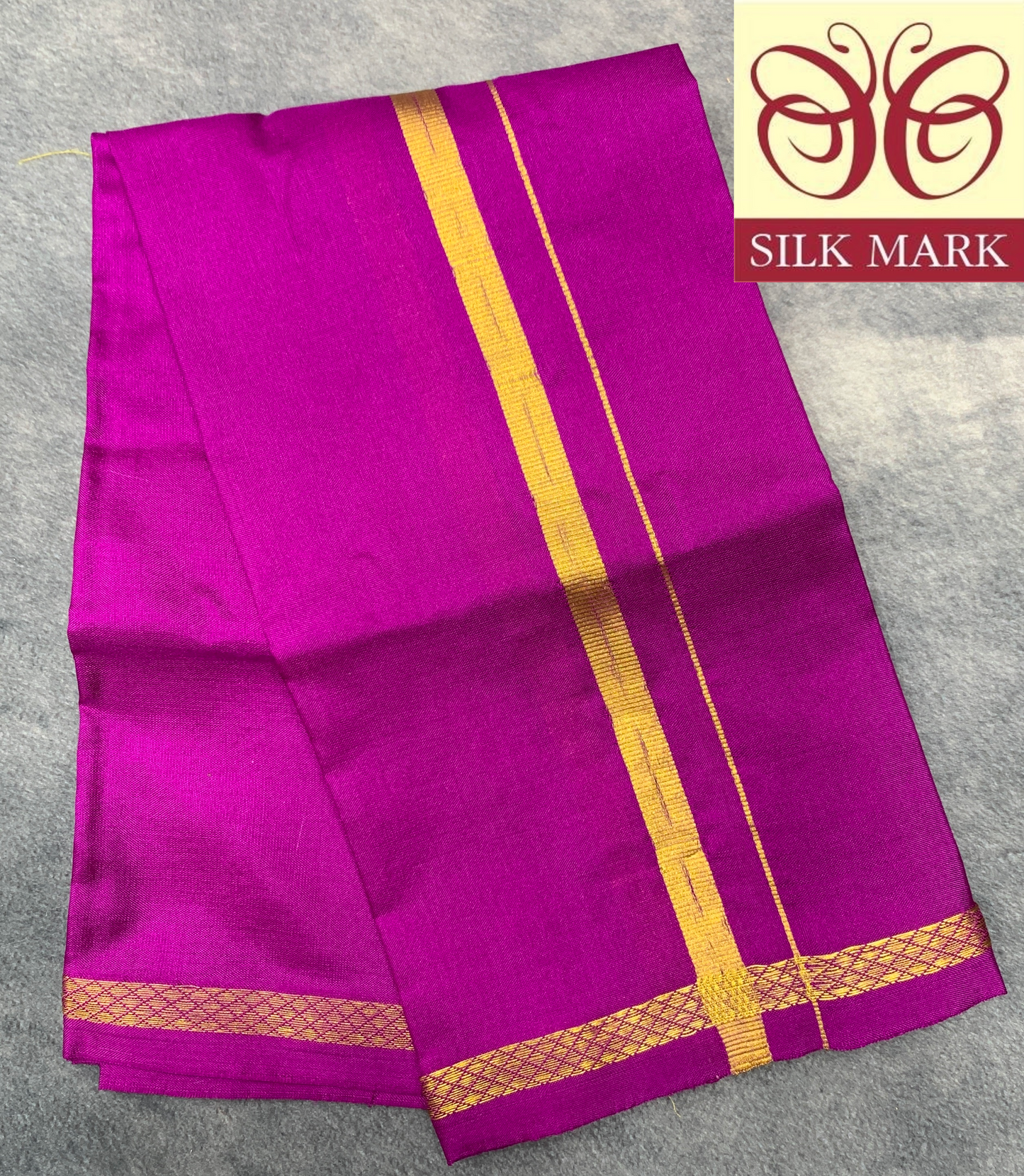 Silk Pooja Towel Magenta Colour